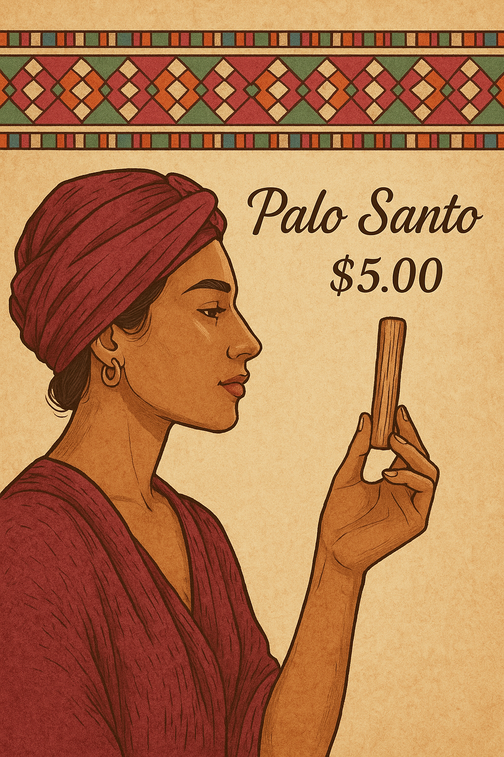 Imagen promocional Palo Santo con la misma mujer del empaque