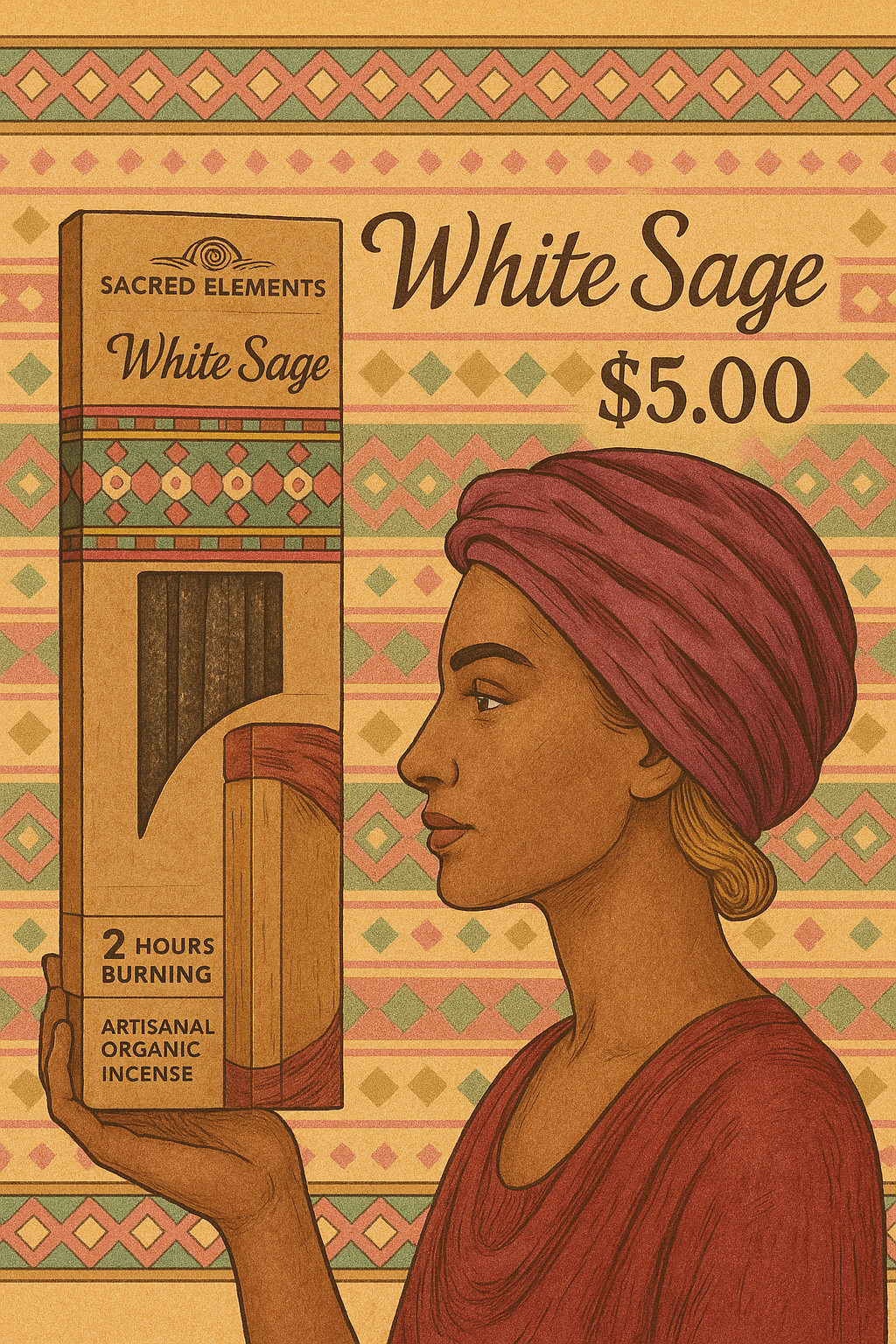 Imagen promocional White Sage con la misma mujer del empaque