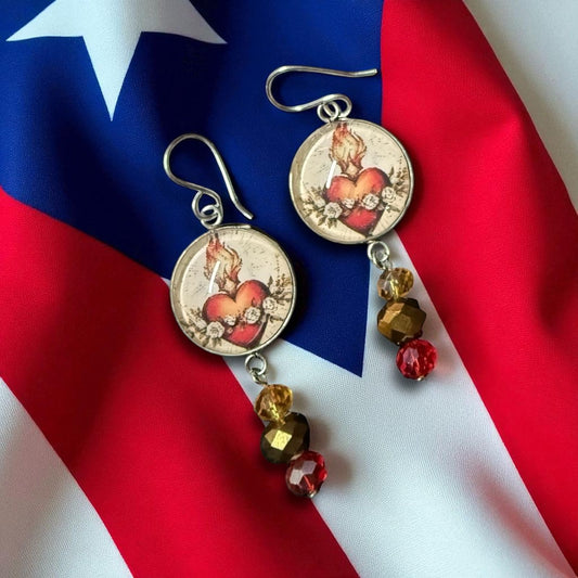 Aretes Sagrado Corazón con Cristales - Caelestis