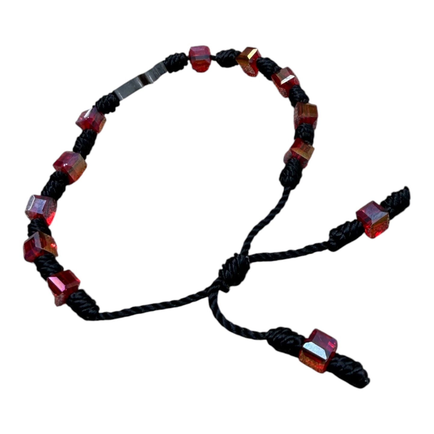 Pulsera Cristal Checo con Cruz de Acero Inoxidable
