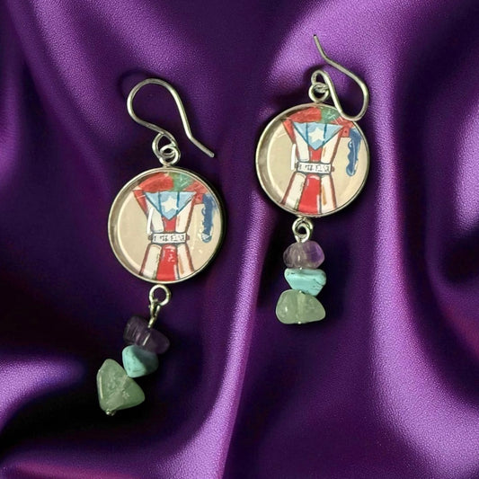 Aretes Grecas de Café Puertorriqueño con Cristales - Raíces de Mi Isla