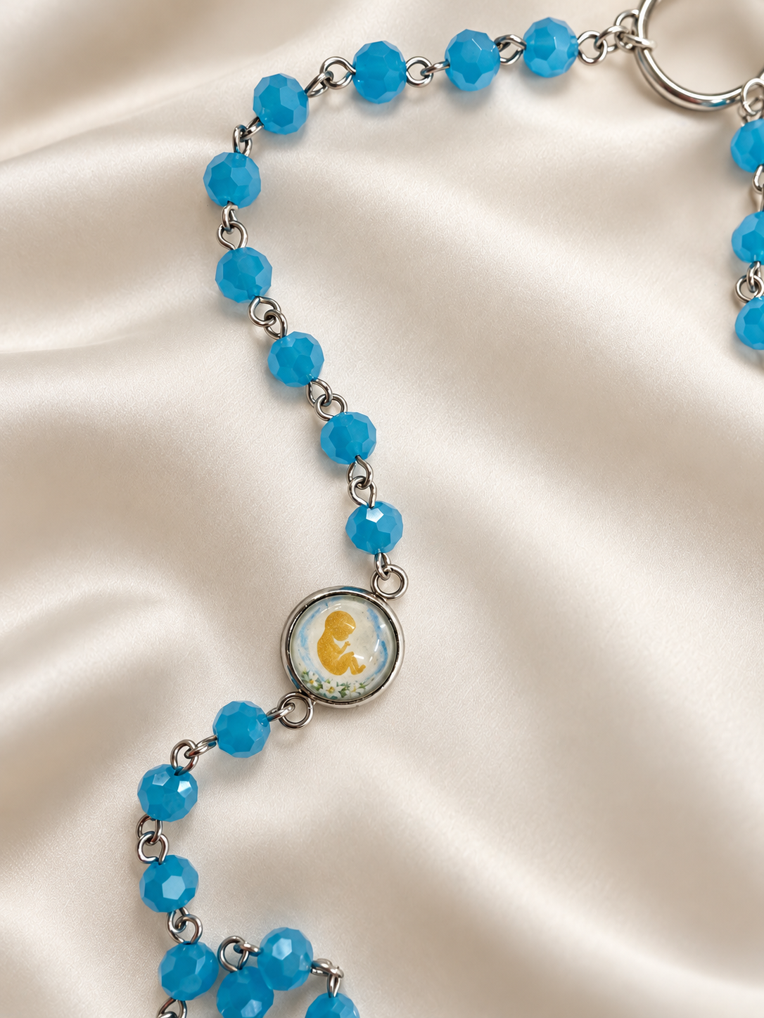 Rosario de los No Nacidos — Cristal Checo Azul Celeste
