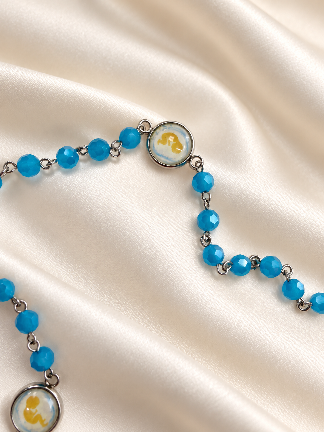Rosario de los No Nacidos — Cristal Checo Azul Celeste