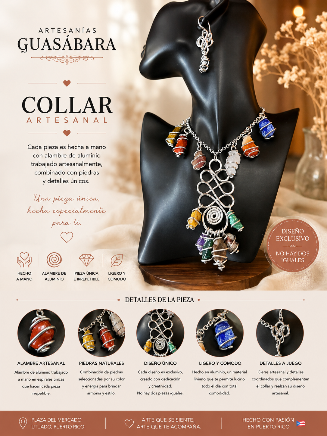 Collar Artesanal de Alambre y Piedras Naturales40