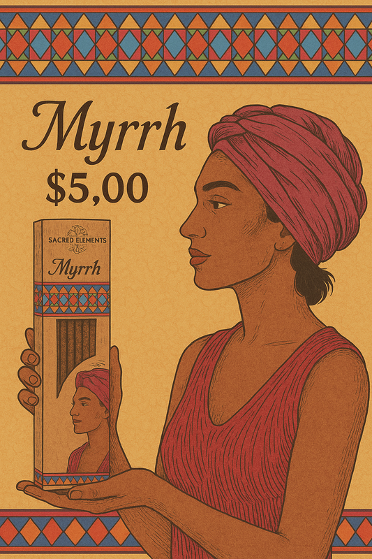 Imagen promocional Myrrh con la misma mujer del empaque